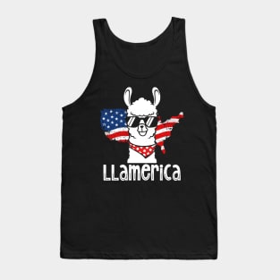 Llamerica 4th of July American Flag Funny Llama Tank Top